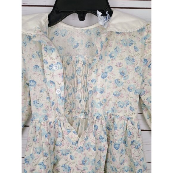 Polly Flinders Long Sleeve Floral Vintage Smocked Girls Size 5 Dress - Picture 3 of 9